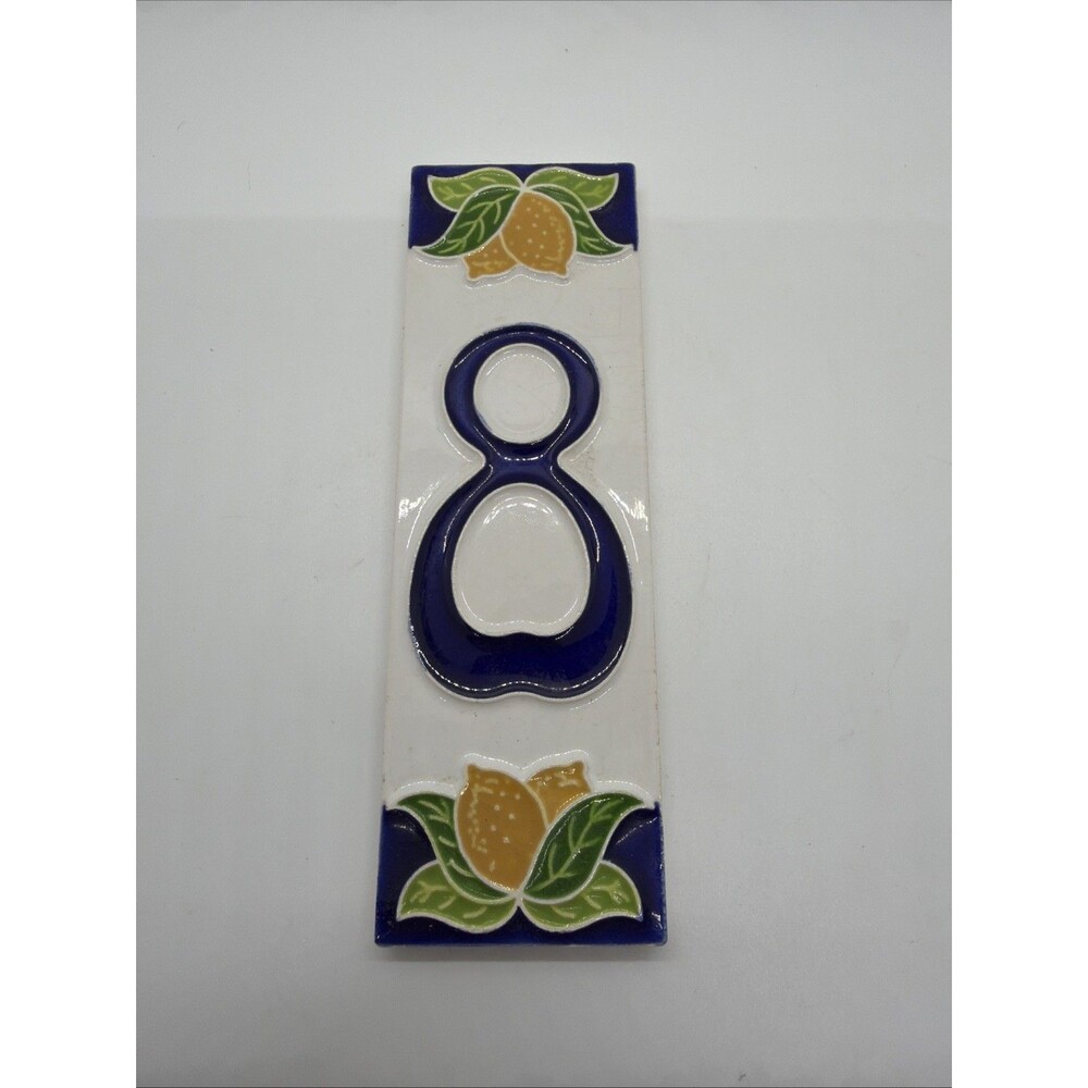 House numbers in Ceramic.2x6 In.Tile Number 8 Made/painted By Hand in ItalY